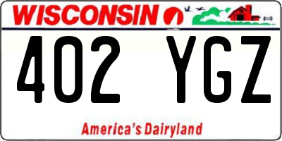 WI license plate 402YGZ