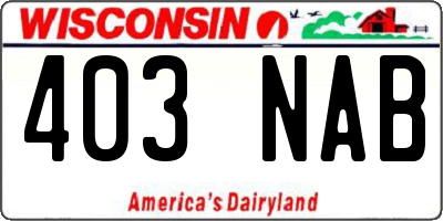 WI license plate 403NAB