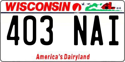 WI license plate 403NAI