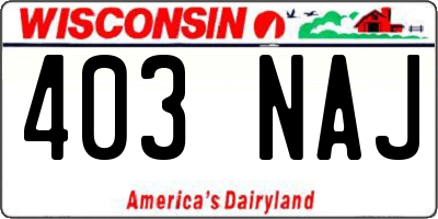 WI license plate 403NAJ