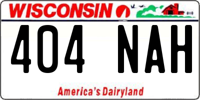 WI license plate 404NAH