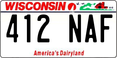 WI license plate 412NAF