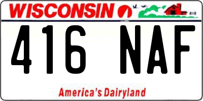 WI license plate 416NAF