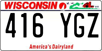 WI license plate 416YGZ