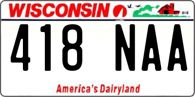 WI license plate 418NAA