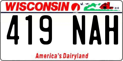 WI license plate 419NAH