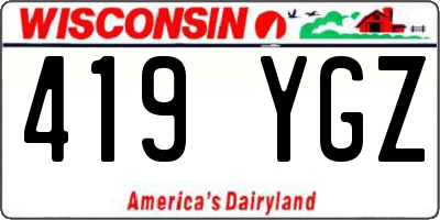 WI license plate 419YGZ