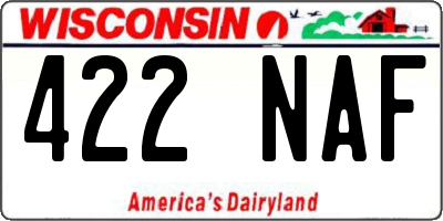 WI license plate 422NAF