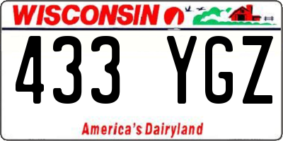 WI license plate 433YGZ