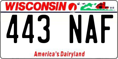 WI license plate 443NAF