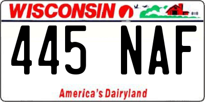 WI license plate 445NAF
