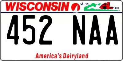 WI license plate 452NAA