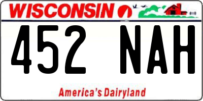 WI license plate 452NAH