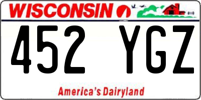 WI license plate 452YGZ