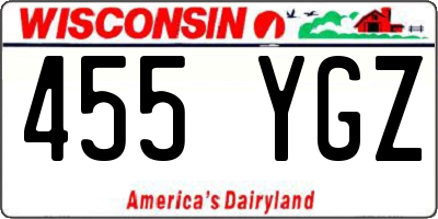 WI license plate 455YGZ