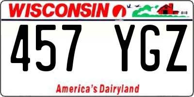 WI license plate 457YGZ