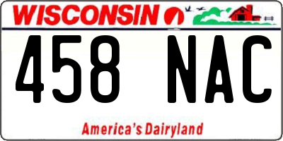 WI license plate 458NAC
