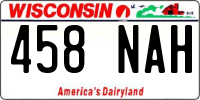 WI license plate 458NAH