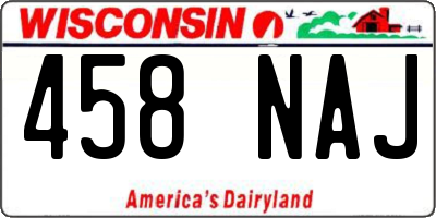 WI license plate 458NAJ