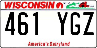 WI license plate 461YGZ