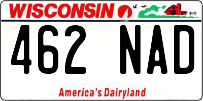 WI license plate 462NAD