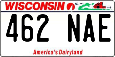 WI license plate 462NAE