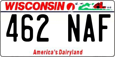 WI license plate 462NAF