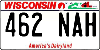 WI license plate 462NAH