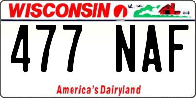 WI license plate 477NAF