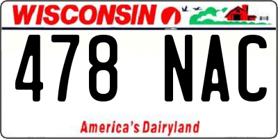 WI license plate 478NAC