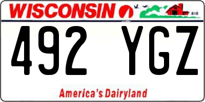 WI license plate 492YGZ