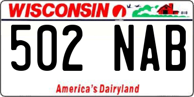 WI license plate 502NAB