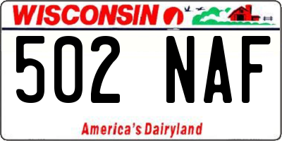 WI license plate 502NAF
