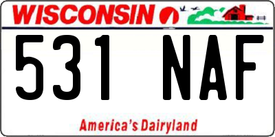 WI license plate 531NAF