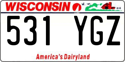 WI license plate 531YGZ