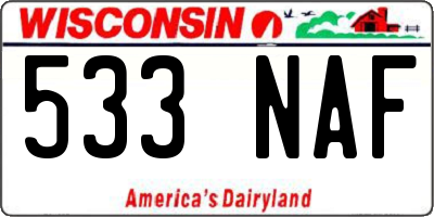 WI license plate 533NAF