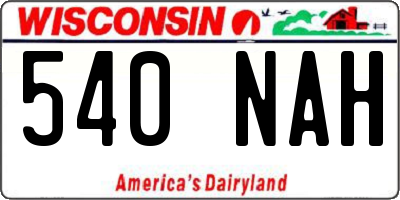WI license plate 540NAH