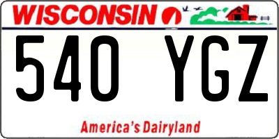 WI license plate 540YGZ