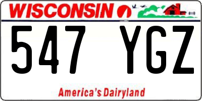 WI license plate 547YGZ