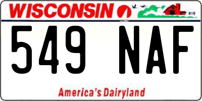 WI license plate 549NAF