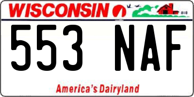 WI license plate 553NAF