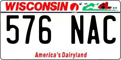 WI license plate 576NAC