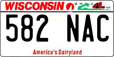 WI license plate 582NAC