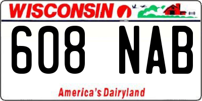 WI license plate 608NAB