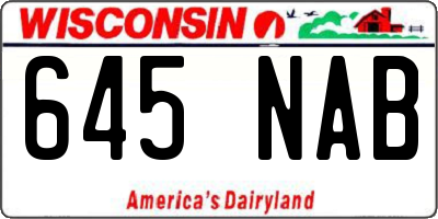 WI license plate 645NAB