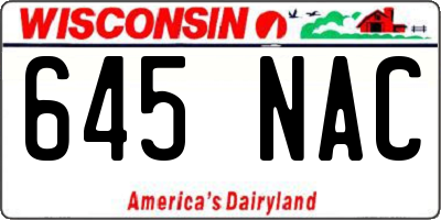 WI license plate 645NAC