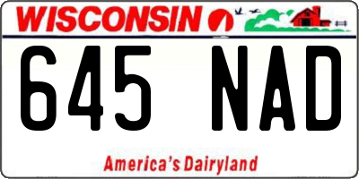 WI license plate 645NAD