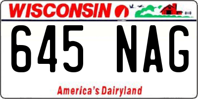 WI license plate 645NAG