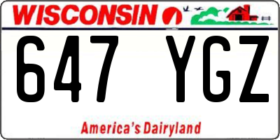 WI license plate 647YGZ