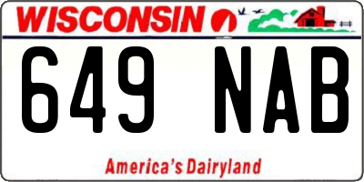 WI license plate 649NAB